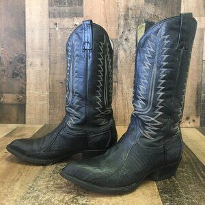 Cowtown Classic Black Vintage Western Cowboy Boots Mens 8.5 EE